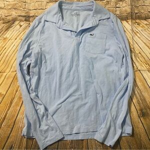 Vineyard Vines Light Blue Cotton Long Sleeve Polo Shirt
